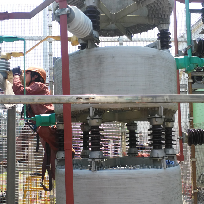 龍巖220kV赤水變電站10kV電容器Ⅰ、Ⅲ組支柱瓷瓶，全封閉干式放電線圈，串聯(lián)電抗器-（透明防污閃涂料）